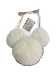 ポシェット ミッキー ふわふわ ショルダーバッグ ホワイトxベージュ