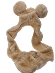 ミッキーマフラー(ベージュ) 耳付きフードマフラー 東京ディズニーリゾート